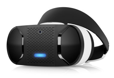 VR sanal gerçeklik kulaklık yarısını önden görünüm açık