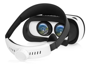 VR sanal gerçeklik kulaklık yarısı geri görünüm açık