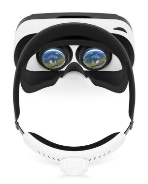 VR virtual reality headset top view flat lay on white background clipart