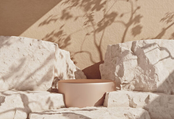 White stone background and product podium — Stock Photo, Image