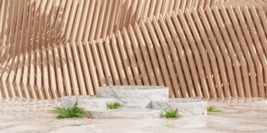 Mermer ürün ekran podyumu ile ürün sunumu için soyut arkaplan