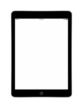 Boş ekran mockup siyah tablet bilgisayarınızla önden görünümü