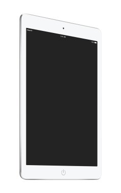 Yarısı boş ekran mockup ile beyaz tablet pc üzerinde DISP döndü