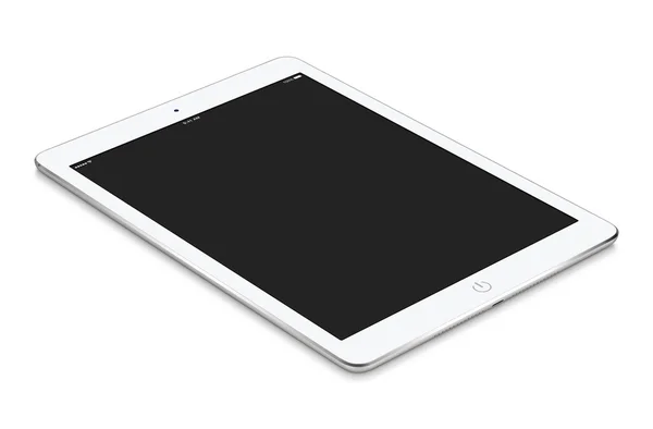 Tablet computer bianco con schermo vuoto mockup si trova sul surfa — Foto Stock