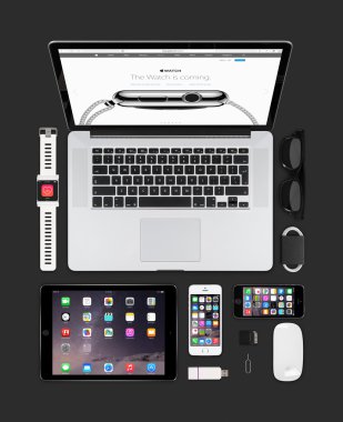 Elma gadget'lar teknoloji mockup oluşan macbook, ipad, iphone