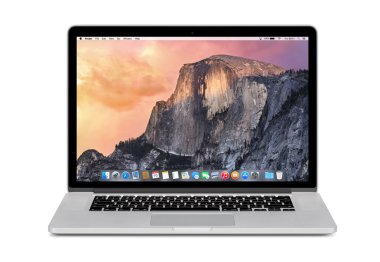 Apple 15 inç Macbook Pro Retina ile Os X Yosemit önden görünümü