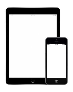Tablet bilgisayar ve dikey yönlendirme mockup akıllı telefon