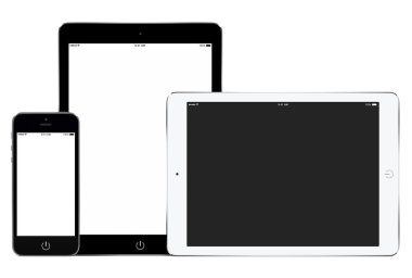 Mockup smartphone ve iki tablet bilgisayar