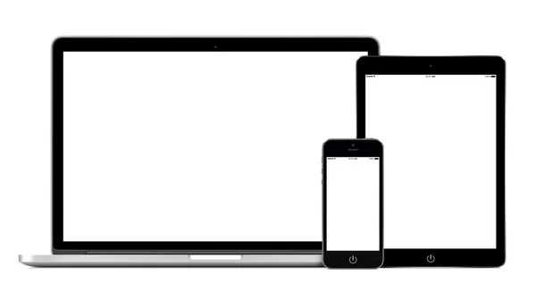 Laptopa smartphone i tablet pc makieta — Zdjęcie stockowe