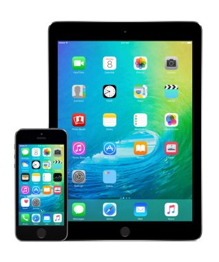Apple ipad AIR 2 ve iphone 5'ler ile IOS 9 ekranlarda