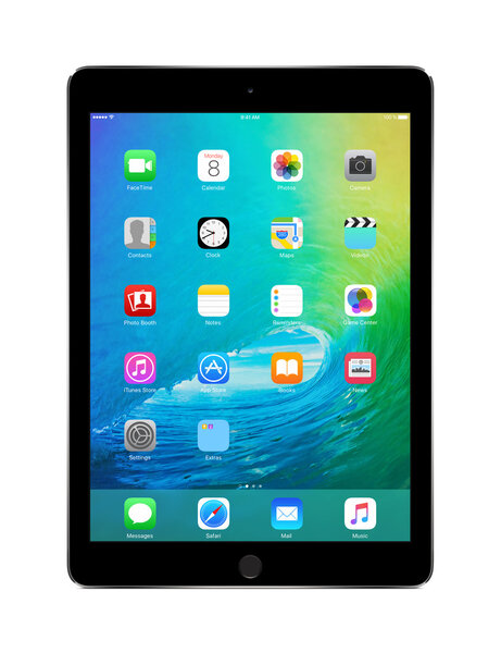 Apple Space Gray iPad Air 2 с iOS 9, разработанный Apple Inc
.