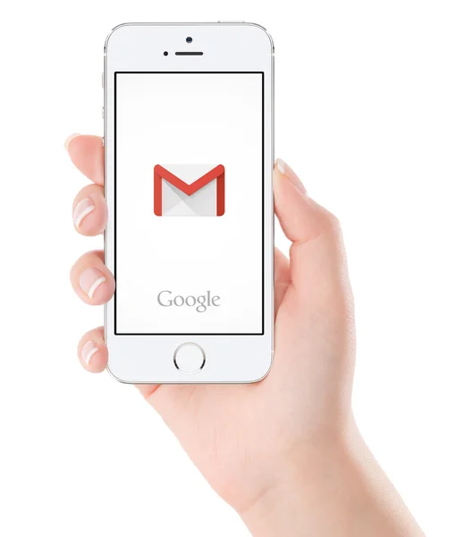 Wyświetlanie logo aplikacji Google Gmail na biały Apple iphone 5s Zdjęcie Stockowe