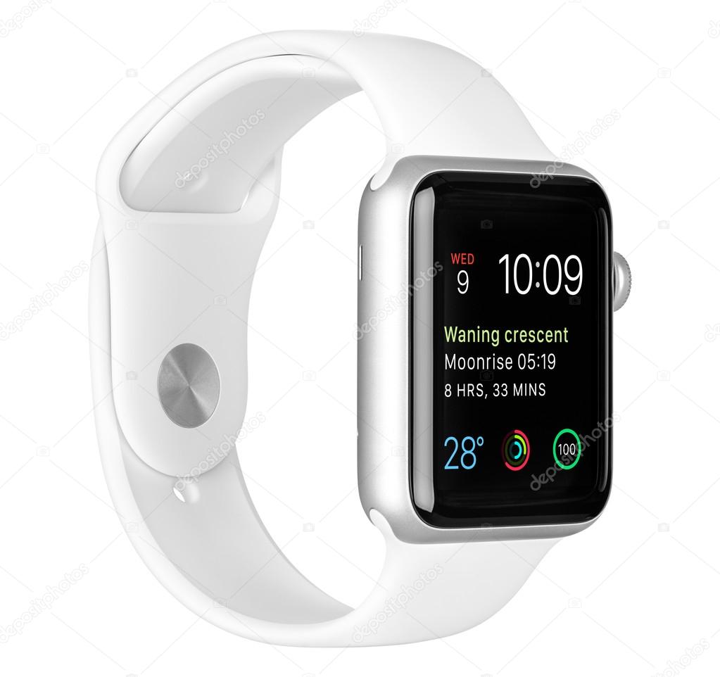 Apple Watch Sport Silver Aluminum Case with White Sport Band