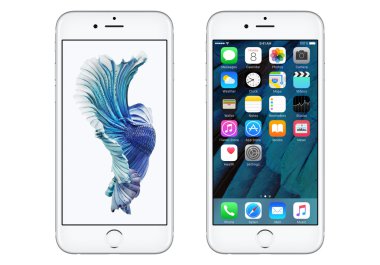 Apple iphone 6s IOS 9 ve dinamik duvar kağıdı ile beyaz