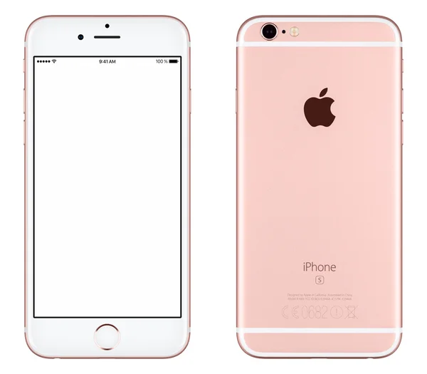 Rose Gold Apple iPhone 6s mockup front view and back side — Stock Photo, Image