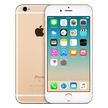 IOS 9 üstünde belgili tanımlık perde ile altın elma iphone 6s Önden Görünüm