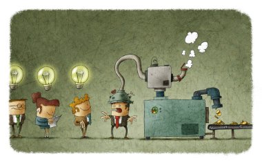 Adamın kafasına fikir çalmak makine