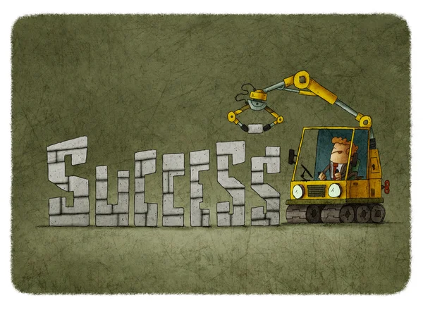 Businessman building word success with bricks — Stock Photo, Image