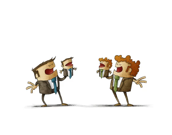 Two businessmen playing puppets — Stock Photo, Image