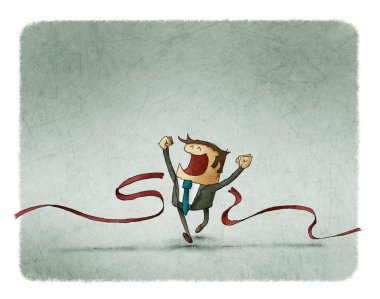 İş adamı bitiş çizgisini geçiyor