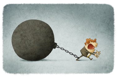 Chained to a large ball clipart