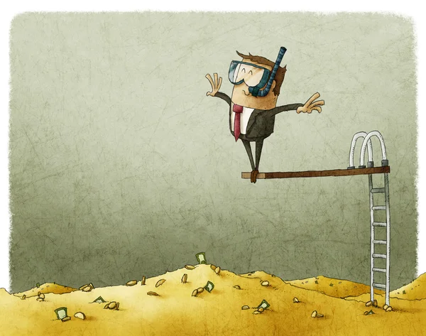 Büyük bir yığın para içine atlar