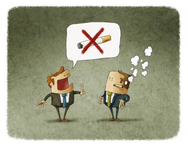 bir adam diğerine uyardı sigara içmek yasaktır