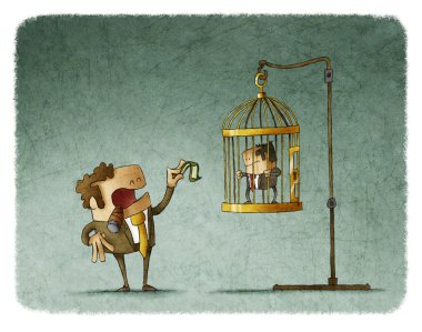 Alay ve alay çalışan iş adamı