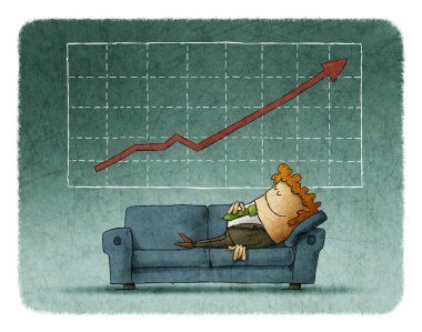 Kanepede karşı başarılı grafik uyku işadamı 