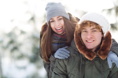 Couple in Winter Clothing clipart