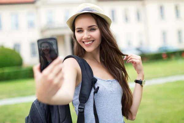 Turista tirar foto — Fotografia de Stock