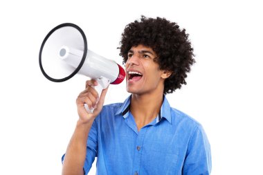 Afro Amerikan dostum megafon ile