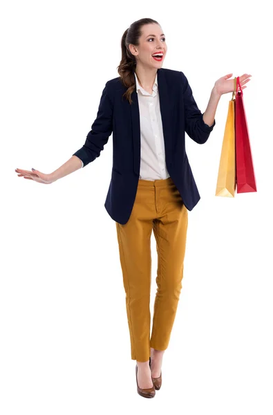 Mujer joven con bolsas de compras — Foto de Stock