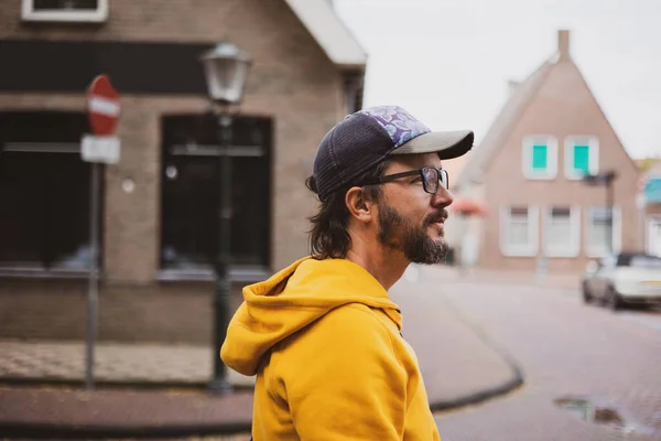 Man Streets Dutch Town — Stock Photo, Image