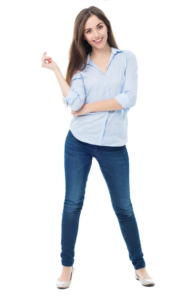 Mulher atraente gesticulando — Fotografia de Stock