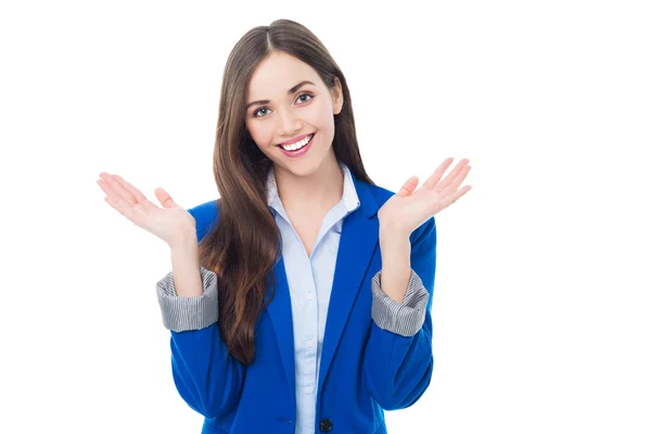 Mulher atraente gesticulando — Fotografia de Stock