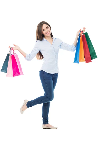 Mujer sosteniendo bolsas de compras — Foto de Stock