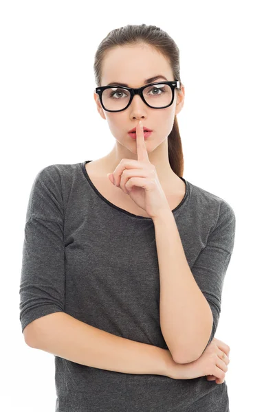 Mulher atraente gesticulando — Fotografia de Stock