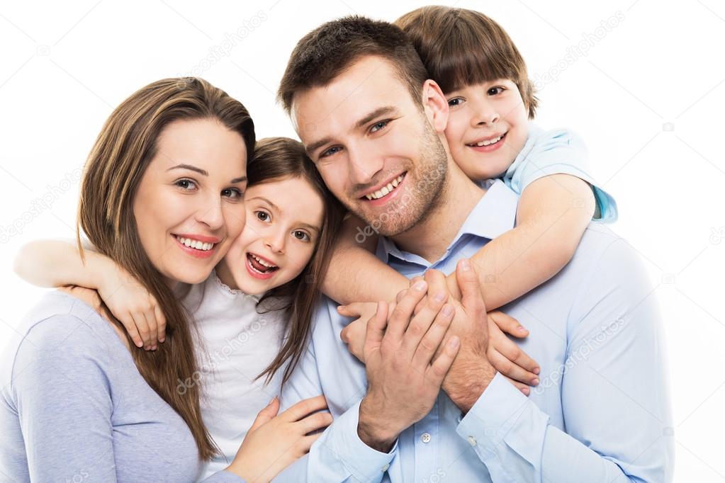 Happy family with little kids