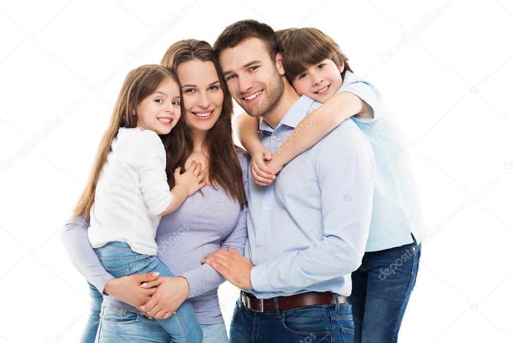 Happy family with little kids