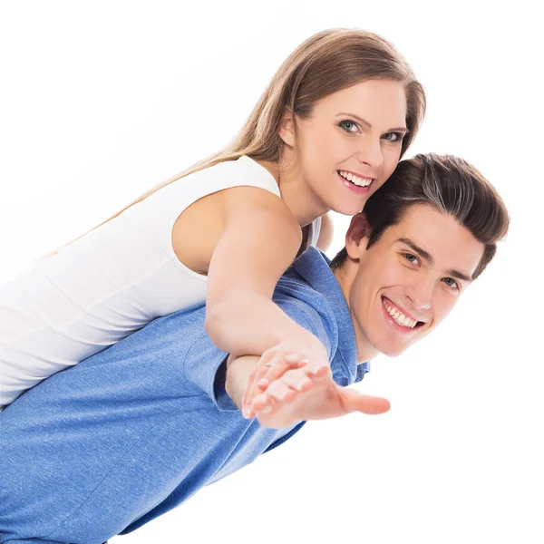 Joven pareja sonriendo — Foto de Stock