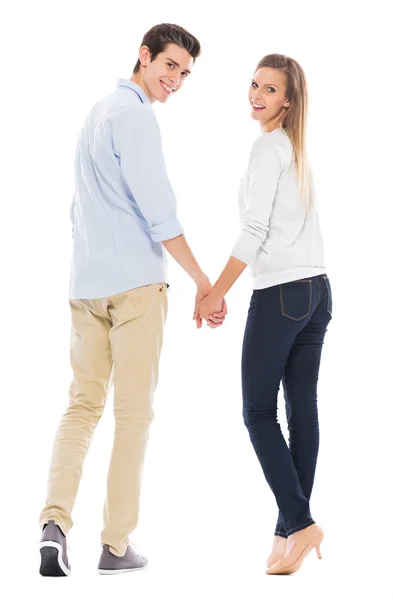 Jovem casal sorrindo — Fotografia de Stock