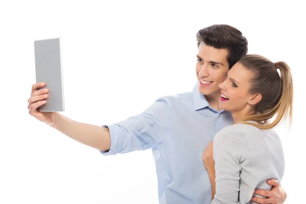 Jovem casal sorrindo — Fotografia de Stock