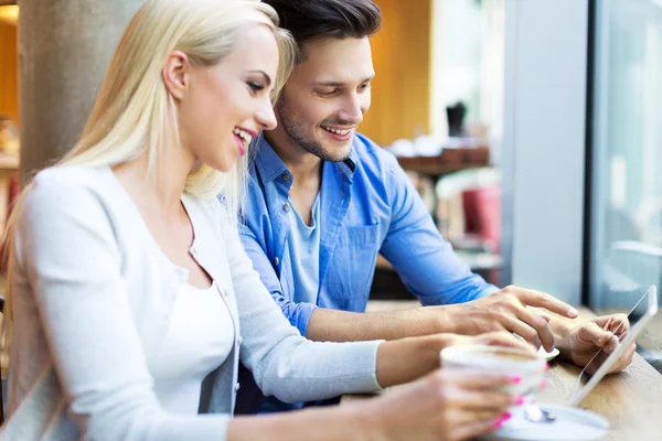 Young couple at cafe Stock Image