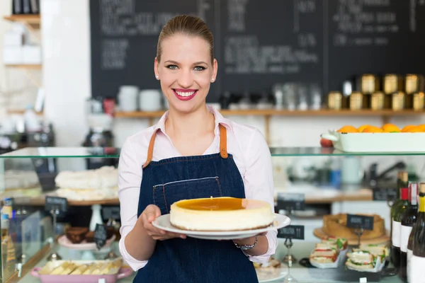 Woman working at cafe — Stock Photo, Image