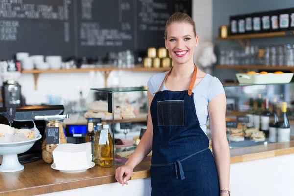 Woman working at cafe — Stock Photo, Image