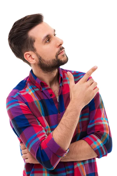 Mann zeigt mit dem Finger — Stockfoto