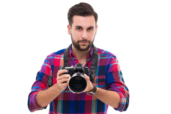 Man met digitale camera — Stockfoto