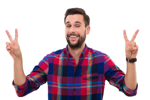 Man Making Peace Sign — Stockfoto