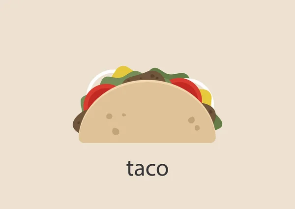 Taco Mexicano Con Carne Verduras Frescas Comida Callejera — Vector de stock